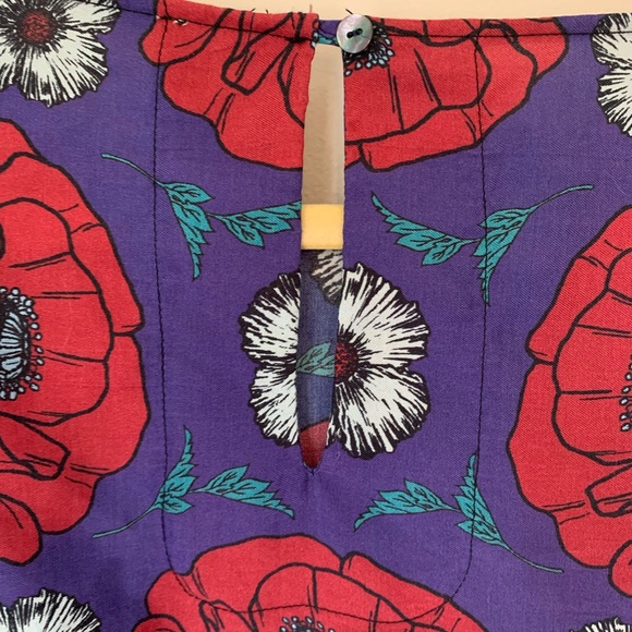 Warm Brand Cotton Silk Top in Floral Print Poppy, Rose, USA made size M, 2, 6-8 - Picture 8 of 11